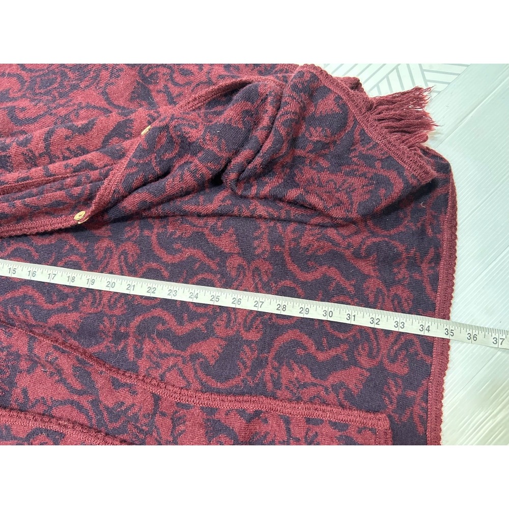 Novica Peruvian Alpaca Blend Poncho OS Jacket Cardigan Cozy Fall Burgundy b4 - Picture 5 of 10